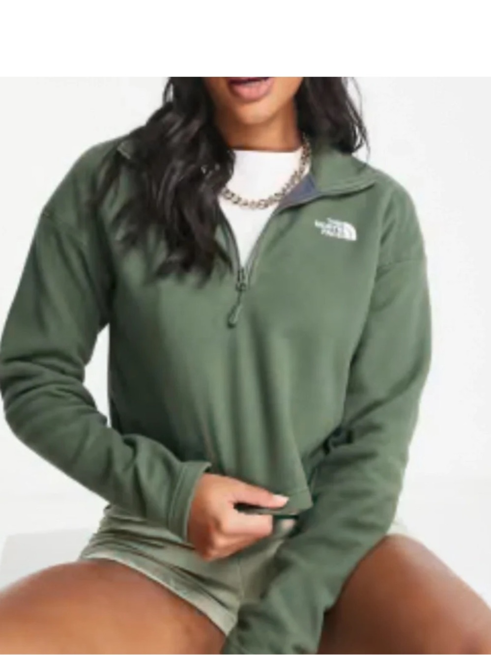 The North Face Olive Green Quarter-Zip Fleece Pullover